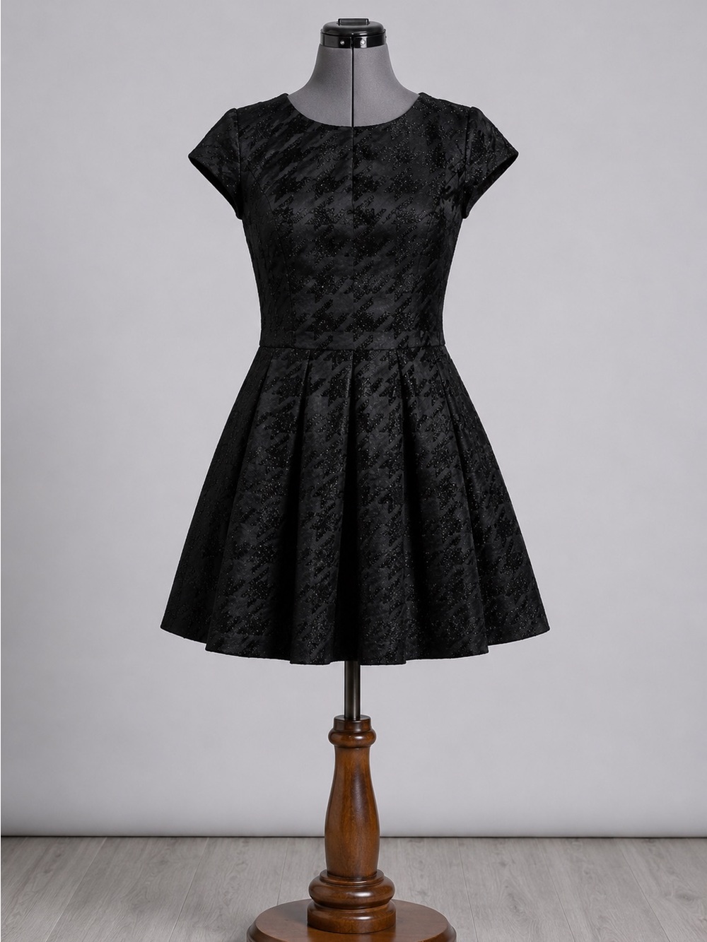 #4 - Ted Baker - Caley Sparkled Jacquard | Black Cap-Sleeve Fit & Flare Dress
